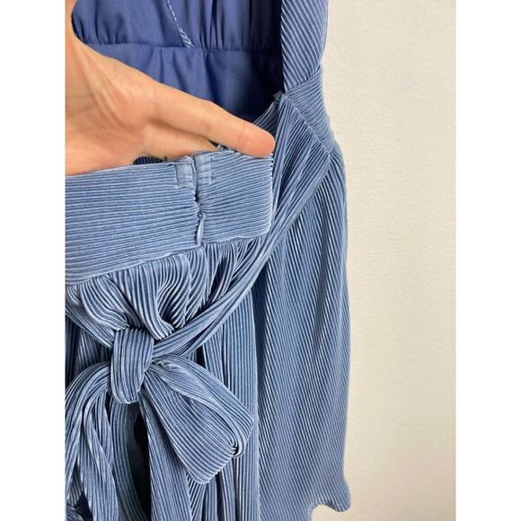 Fashion Nova Blue Romper Paulina Plissé Jumpsuit Halter Sexy Open Extra Large XL - Picture 11 of 15